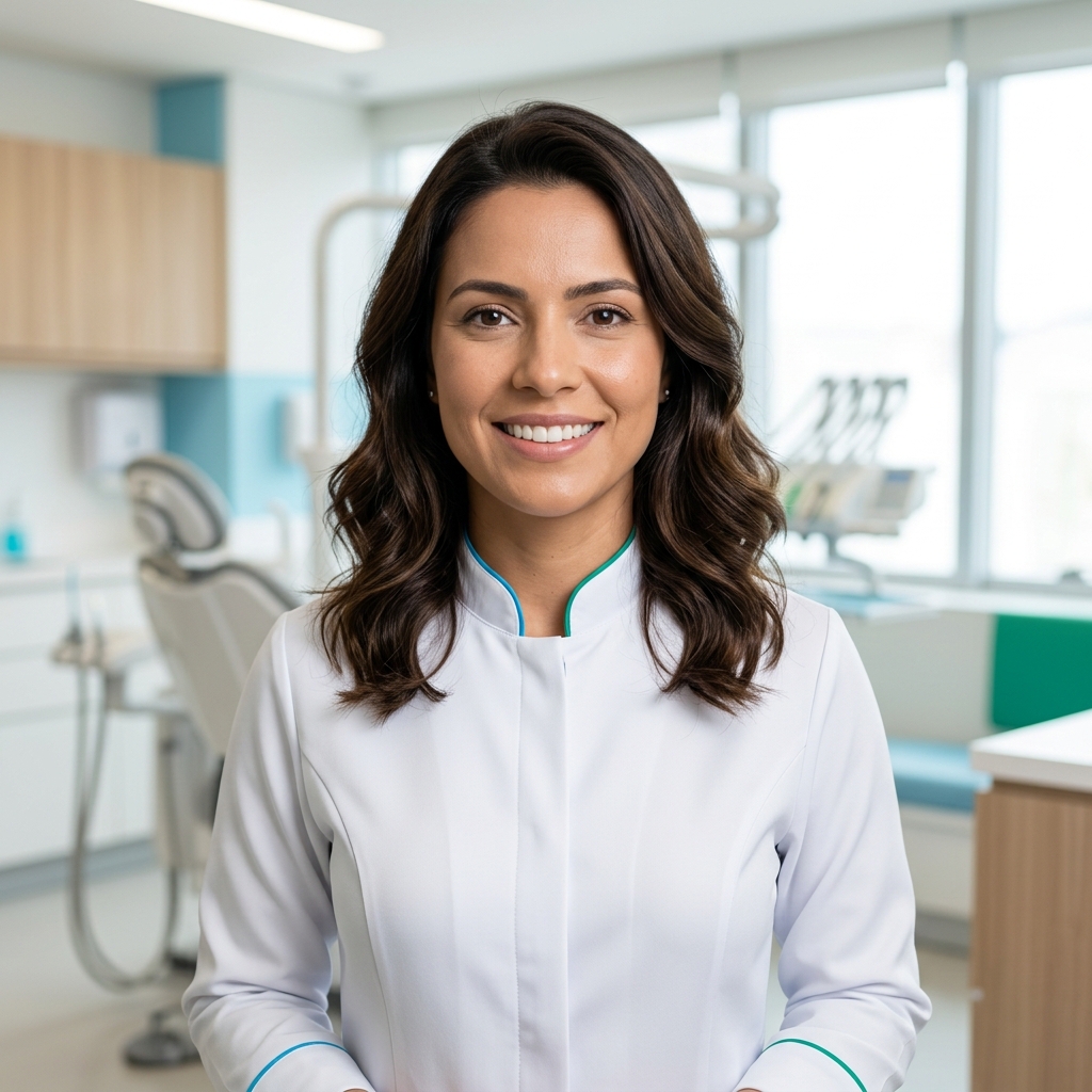Retrato da Dra. Ana Beatriz, cirurgiã-dentista responsável pela Clínica Sorriso